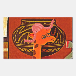 Adesivo Retangular Giraffe Hat Art Impressão