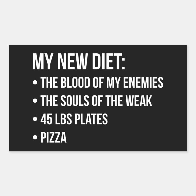 Adesivo Retangular Giro Humor - Dieta - Sangue, Almas, Pizza - Engraç (Frente)