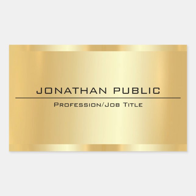 Adesivo Retangular Glamorosa Faux Dourada Metálico, aparência moderna (Frente)