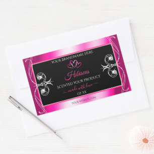Adesivo Retangular Glamorous Girly Product Labels Diamantes Pretos