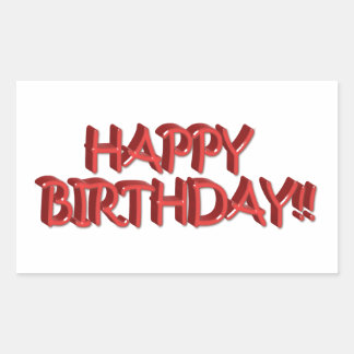 Adesivo Retangular Glassy Red Happy Birthday