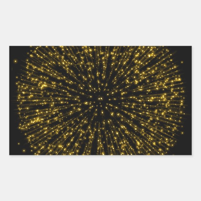 Adesivo Retangular Glitter Starburst Sunburst Fireworks Dourado (Frente)