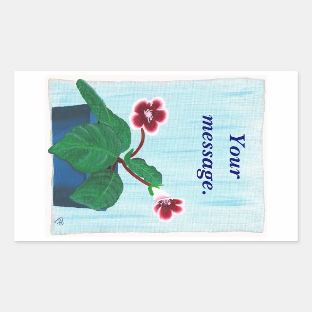 Adesivo Retangular Gloxinia African Violet Flower Stickers (Frente)