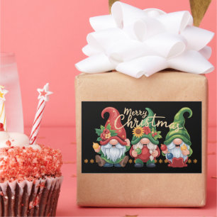 Adesivo Retangular Gnome Natal Gnomos Feliz Natal Xmas
