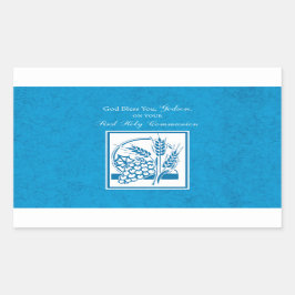 Adesivo Retangular Godson First Communion, Trigo, Uva Azul