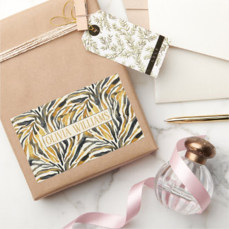 Adesivo Retangular Gold Black Zebra Print Pattern