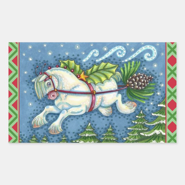 ADESIVO RETANGULAR GOLPE DE NATAL PULLING PINECONE SLEIGH (Frente)