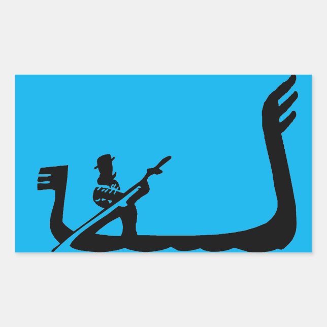 Adesivo Retangular Gondola, Veneza em Azul (Frente)