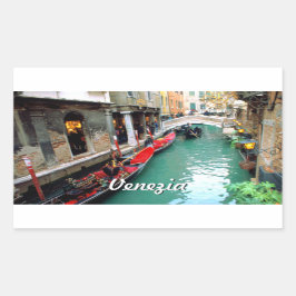 Adesivo Retangular Gondolas Num Pequeno Canal Em Veneza