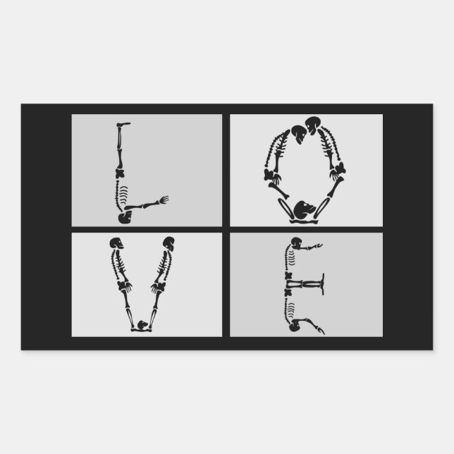 Adesivo Retangular Gótico Skeleton Love Sticker (Frente)