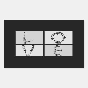 Adesivo Retangular Gótico Skeleton Love Sticker