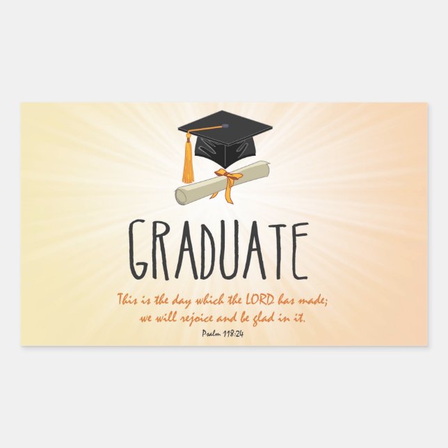 Adesivo Retangular Graduação religiosa Dourada Starburst com Boné Neg (Frente)