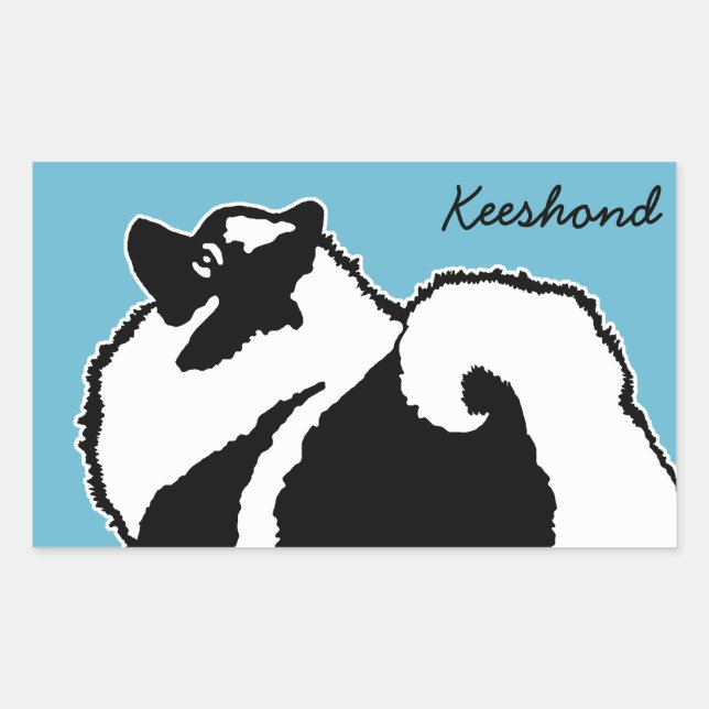 Adesivo Retangular Gráficos Keeshond - Arte de Cachorro Original (Frente)
