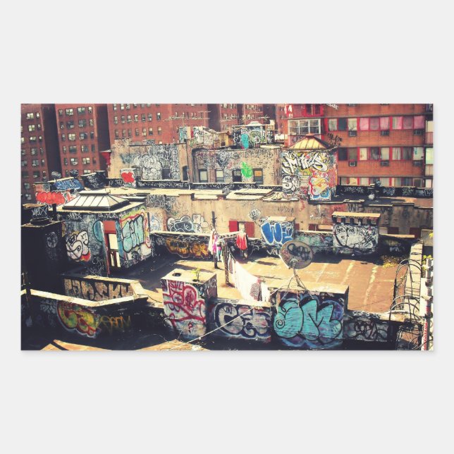 Adesivo Retangular Grafite de telhado em Chinatown (Frente)