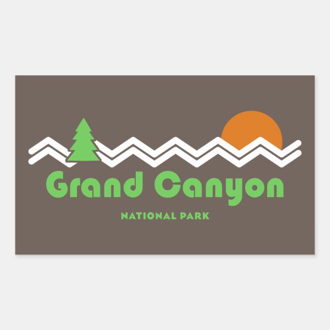 Adesivo Retangular Grand Canyon National Park Retro (Frente)