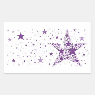 Adesivo Retangular Grande Estrela feita de Pequenas Estrelas em Púrpu