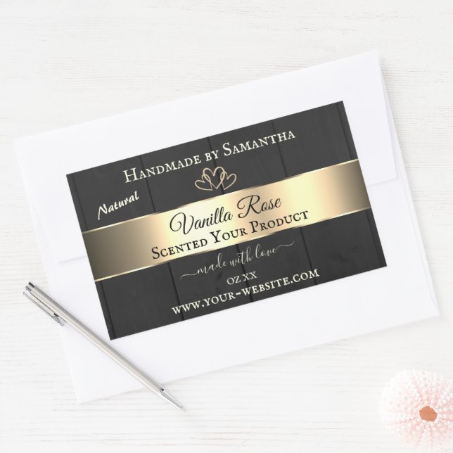 Adesivo Retangular Grãos Dourados de Decor de Mão Negra Rotulagens de (Envelope)