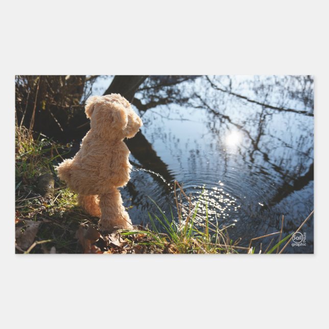 Adesivo Retangular Grappige beer die ondeugend plast. (Frente)