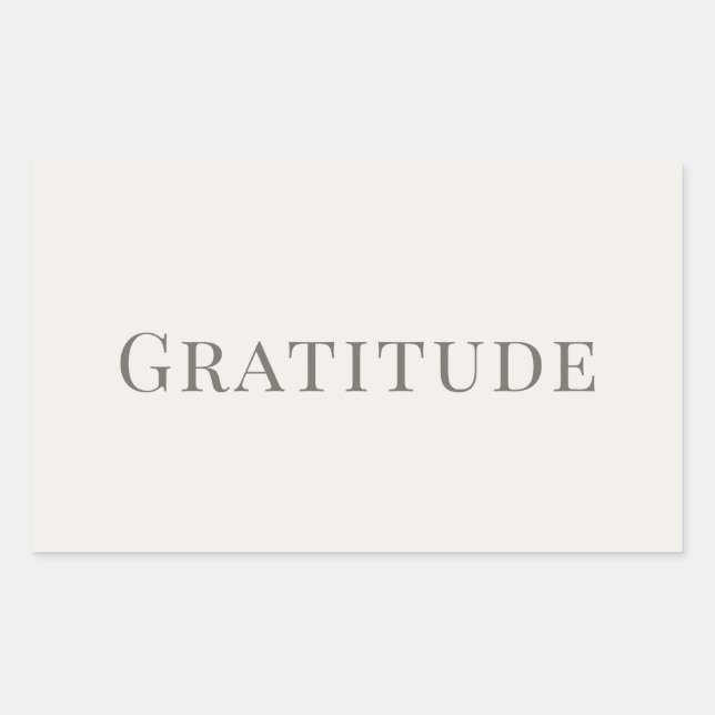 Adesivo Retangular Gratitude – Minimal Typography Design (Frente)