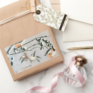 Adesivo Retangular Graves e Camellia na neve por Ando Hiroshige