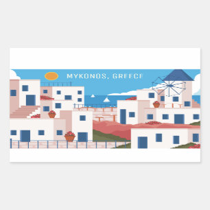 Adesivo Retangular Grécia do Mykonos de Texto Personalizado