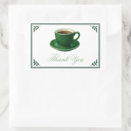 Adesivo Retangular Green Coffee Cup Baby Shower Elegant Thank You