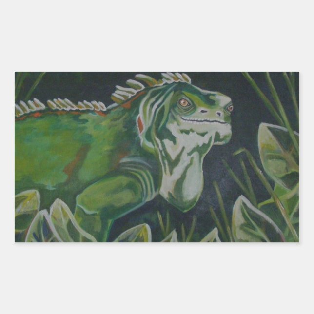 Adesivo Retangular Green Iguana Lizard Reptile Sticker (Frente)