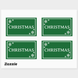 Adesivo Retangular Green Snowflakes Simple Christmas Word