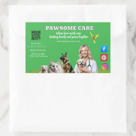 Adesivo Retangular Green White Pet Store Sign Dogs, Cats, Birds Vet 