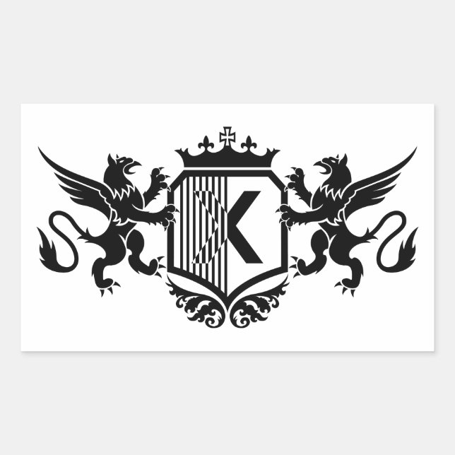 Adesivo Retangular Grifos ladeando um escudo com a letra "X" (Frente)