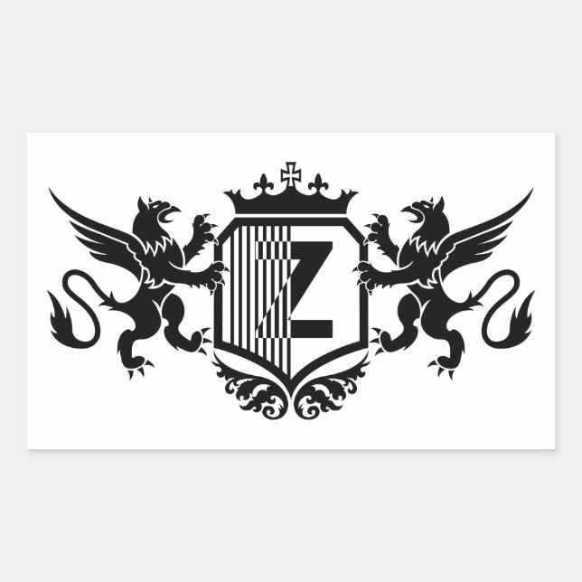 Adesivo Retangular Grifos ladeando um escudo com a letra "Z" (Frente)