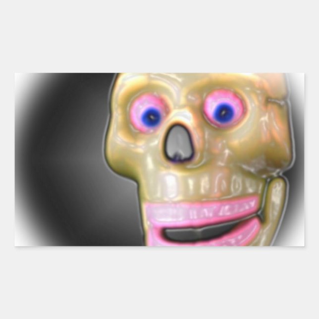 Adesivo Retangular Grinning Spooky Color Skull Halloween (Frente)