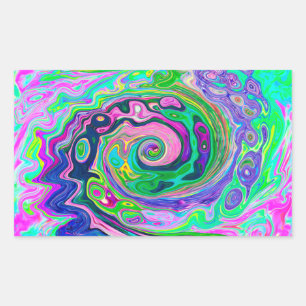 Adesivo Retangular Groovy Abstrato Aqua e Marinho Lava Swirl
