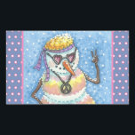 Adesivo Retangular GROOVY SNOWMAN, SINAL DE PAZ CHRISTMAS STICKERS Re<br><div class="desc">ESSES FORAM OS DIAS DE ENERGIA FLUVIAL,  TIE DYED ESTAVA DENTRO E O SINAL DE PAZ. ADICIONAR UM POUCO DE AMOR COM ESSAS PLANTAS DE NEVE BRANCA,  Retângulo,  Bordas de Bolinhas Azul/Rosa ... ...  Procure Por Quebra Correspondente,  Papel Tecido,  Fita,  Etiquetas De Presente E Muito Mais. Susan Brack Design</div>