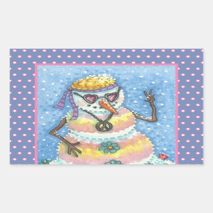 Adesivo Retangular GROOVY SNOWMAN, SINAL DE PAZ CHRISTMAS STICKERS Re