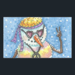Adesivo Retangular GROOVY SNOWMAN, SINAL DE PAZ CHRISTMAS STICKERS Re<br><div class="desc">ESSES FORAM OS DIAS DE ENERGIA FLUVIAL,  TIE DYED ESTAVA DENTRO E O SINAL DE PAZ. ADICIONAR UM POUCO DE AMOR COM ESSAS PLANILHAS DE NEVE BRUTAS,  Retângulo... ...  Procure Por Quebra Correspondente,  Papel Tecido,  Fita,  Etiquetas De Presente E Muito Mais. Susan Brack Design</div>