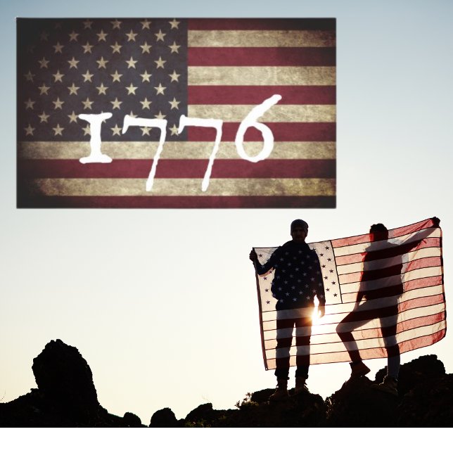 Adesivo Retangular Grunge 1776 Bandeira Americana Patriótica  (Criador carregado)