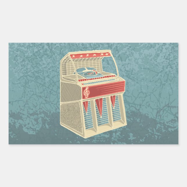 Adesivo Retangular Grunge Jukebox (Frente)