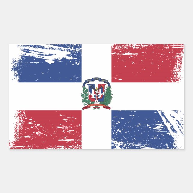 Adesivo Retangular Grunge República Dominicana Flag (Frente)
