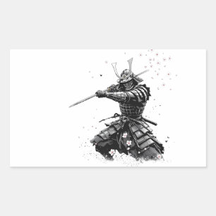 Adesivo Retangular Guerreiro Samurai em Ação Arte Japonesa Cerâmica 