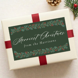 Adesivo Retangular Guirlanda de Natal Personalizada Pretty Berry