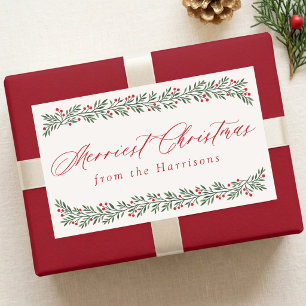 Adesivo Retangular Guirlanda de Natal Personalizada Pretty Berry