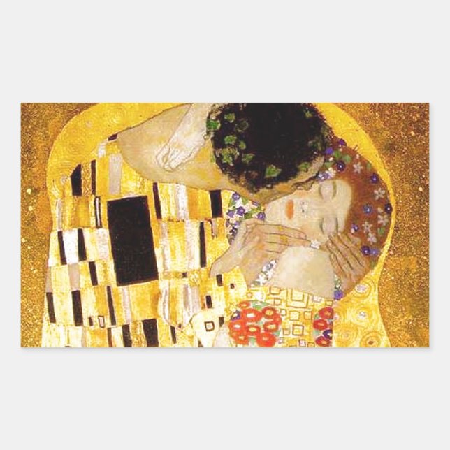 Adesivo Retangular Gustav Klimt A Pintura Clássica Beija (Frente)