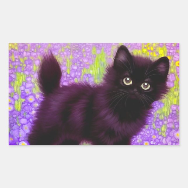 Adesivo Retangular Gustav Klimt Black Kitten (Frente)