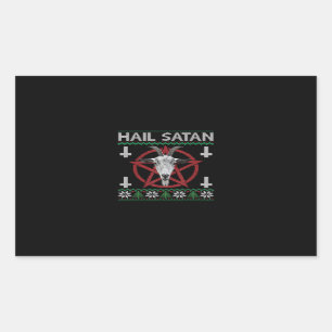 Adesivo Retangular Hail Satan Goat Head Pentagram Funny Satanic Ugly