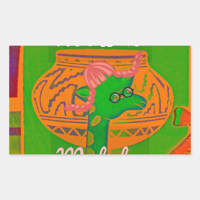 Adesivo Retangular Hakuna Giraffe Art Impressão (Frente)