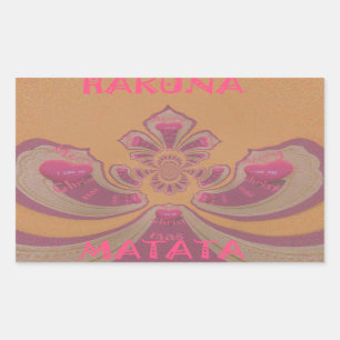 Adesivo Retangular Hakuna Matata Feliz design de corações de Natal
