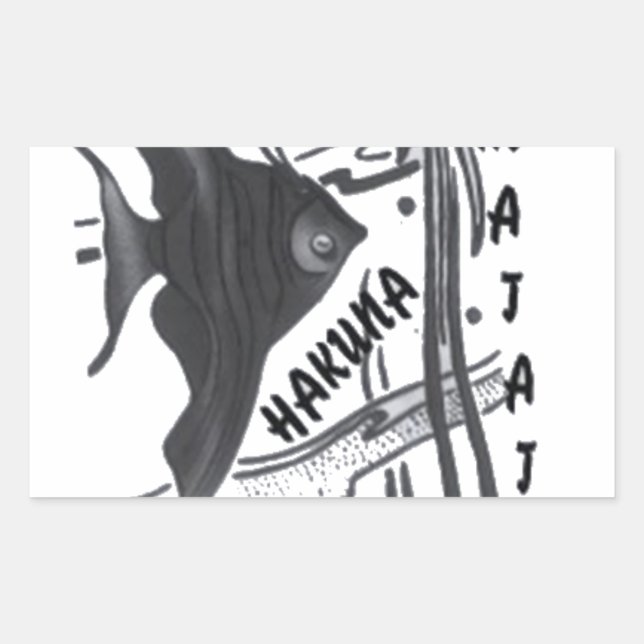 Adesivo Retangular Hakuna Matata Fish Art Impressão (Frente)