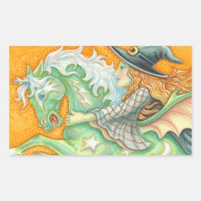Adesivo Retangular HALLOVE EVITCH WITCH E HORSE STICKERS Rec SHEET (Frente)