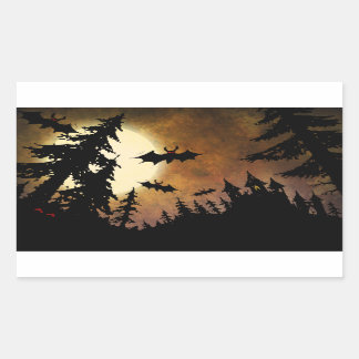 Adesivo Retangular Halloween Bats, Castle e Lua